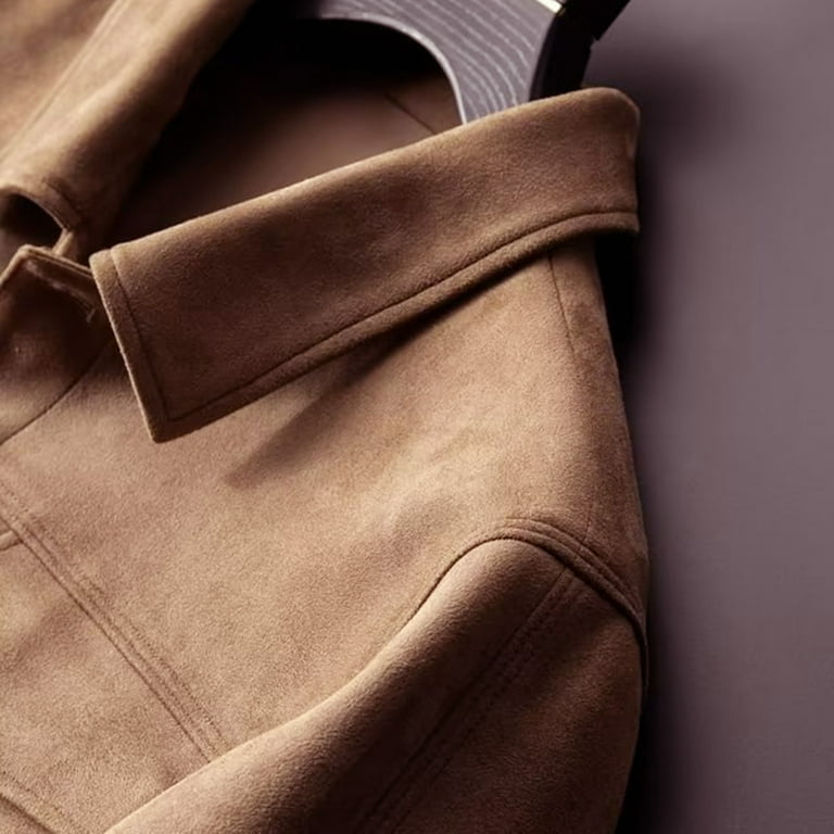 JUUYY Men's Autumn Suede Jacket Spring Workwear Light JUUYY Men's Autumn Suede Jacket Spring Workwear Light