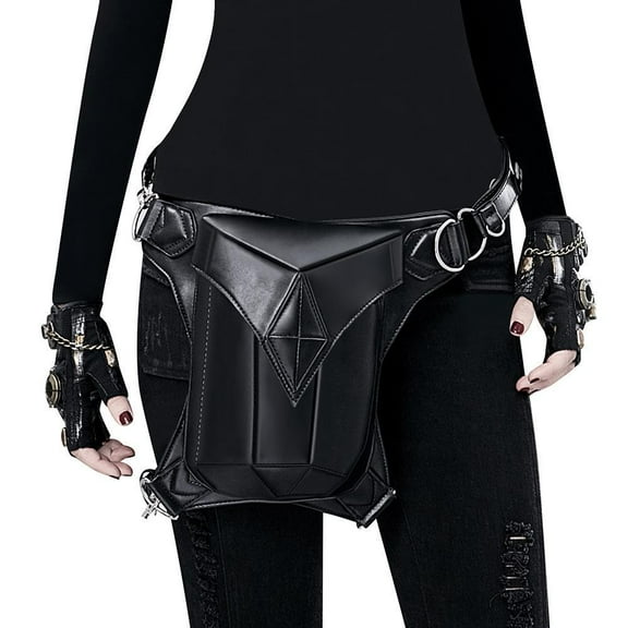 Gothic Steampunk Waist Bag Retro Punk Style PU Leather Motorcycle Riding Crossbody Pouch Vintage Fashion Fanny Pack