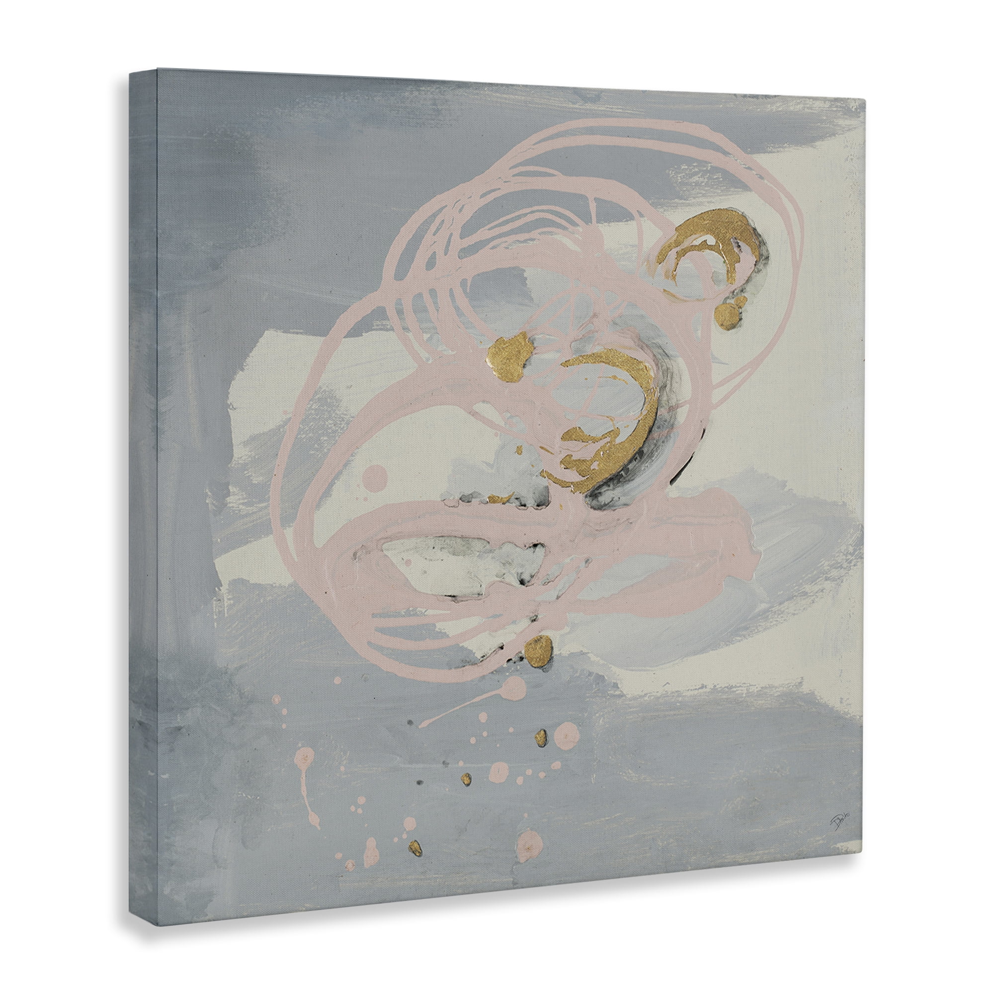 Stupell Industries Grey with Pink Swirl Abstract Painting Gallery Wrapped Canvas Art Print Wall Art, 36 x 36
