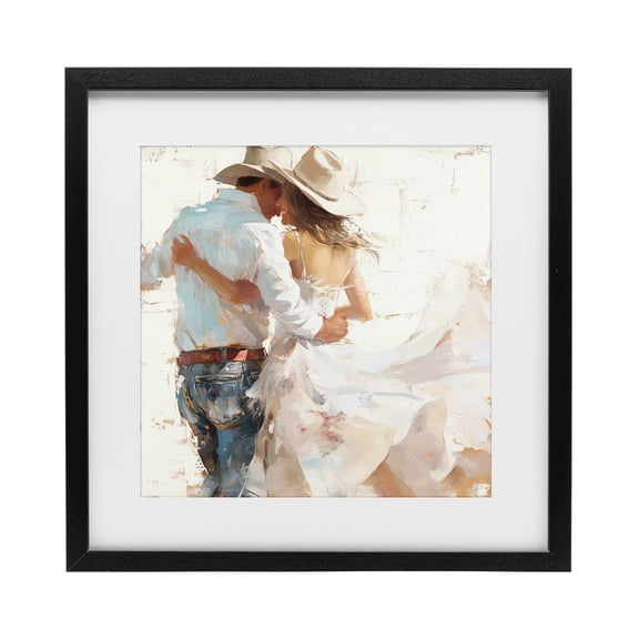 Stupell Industries Farmhouse Cowgirl Romance Couple Black Framed Print Under Glass, 13 x 13, by Tina LeCour