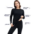 thumbnail image 4 of Ropa interior térmica QuietVirt para mujer, capa base de algodón, color negro S, 4 of 5