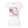 thumbnail image 2 of Wild Bobby In October We Wear Pink Diamond Heel Breast Cancer Awareness Women Slim Fit Junior Tee, White, Small, 2 of 6