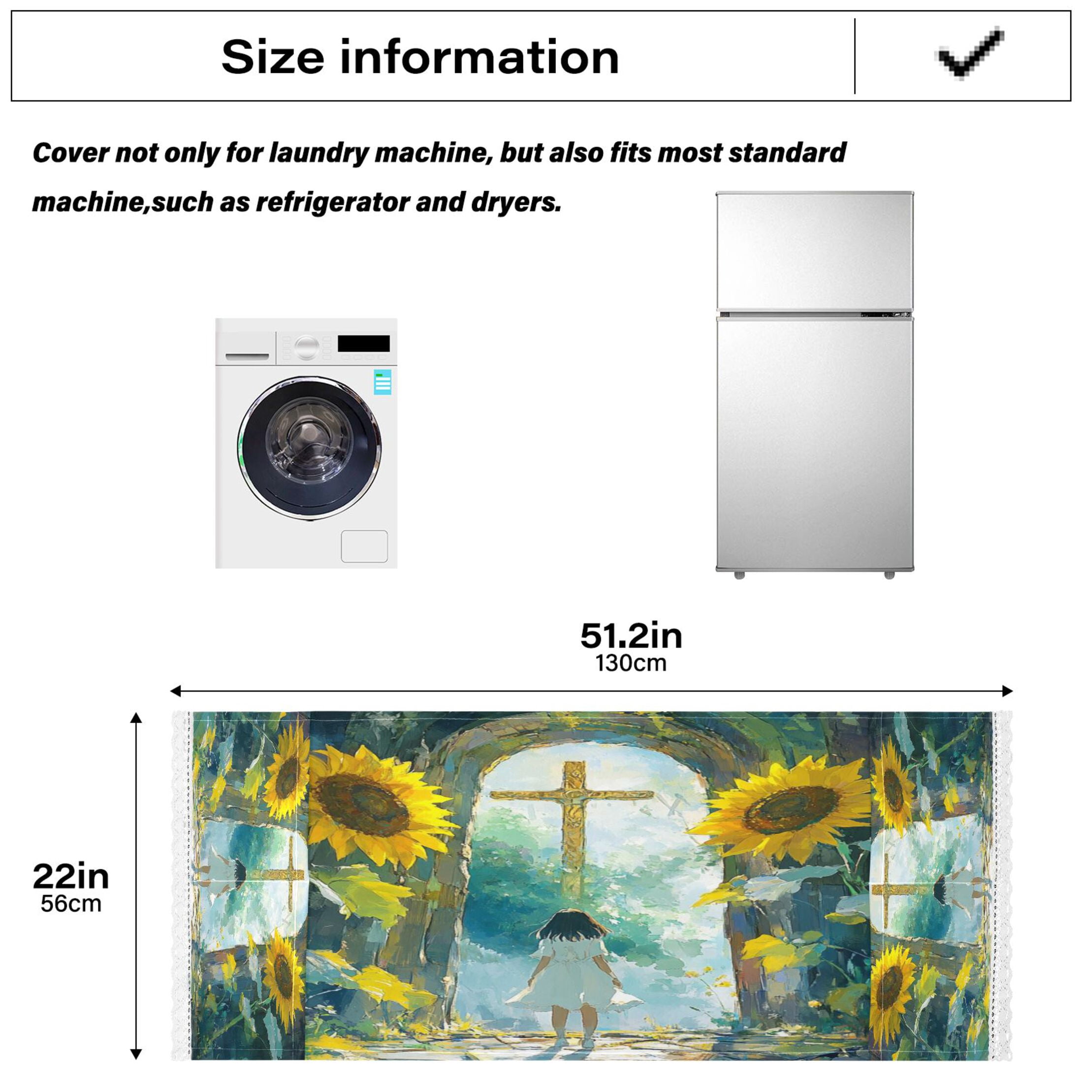 WOBOGO Sunflower Gate Washing Machine Cloth Dryer Refrigerator Top Cover Protective Non-Slip Mat For Kitchen Laundry