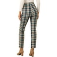 thumbnail image 4 of INSPIRE CHIC Women's Plaid Cropped Trousers Button Casual Tartan Check Work Pants XL Green, 4 of 6