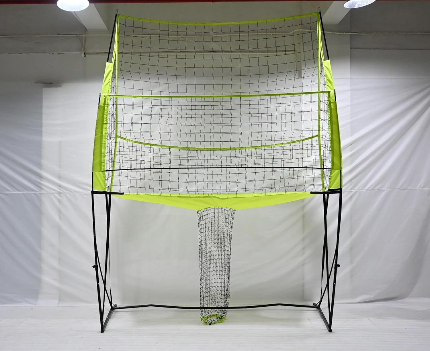 Portable Volleyball Practice Net System, Adjustable 8ft/7ft 3in/6ft 6in Heights, Steel Frame with Carry Bag, Green, Indoor & Outdoor