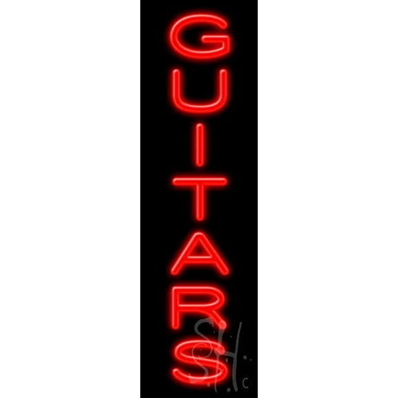 Guitars LED Neon Sign 8" Tall x 27" Wide - inches Black Square Cut Acrylic Backing, with Dimmer - Premium built indoor Sign for Studio, Club, Home décor, Event, Workshop, Storefront.