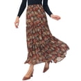 thumbnail image 4 of INSPIRE CHIC Chiffon Floral Skirt for Women's High Waist A-Line Ruffle Hem Pleated Casual Maxi Skirts XS Black, 4 of 6