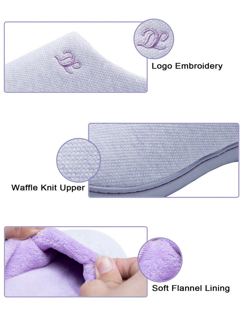 DL Women's Memory Foam Slip-On House Slippers - Non-Slip Hard Sole, Flannel Lined (Multiple Colors & Sizes)