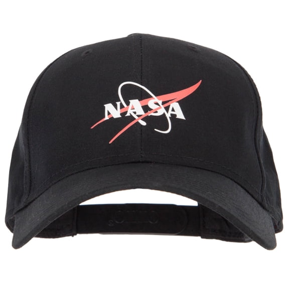 NASA Logo Symbol Heat Transfer Solid Cotton Twill Pro Style Cap - Black OSFM