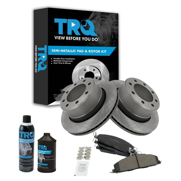 TRQ Rear Brake Rotor & Metallic Pad Kit w/Chemicals for Dodge Ram 2500 3500 BKA15835