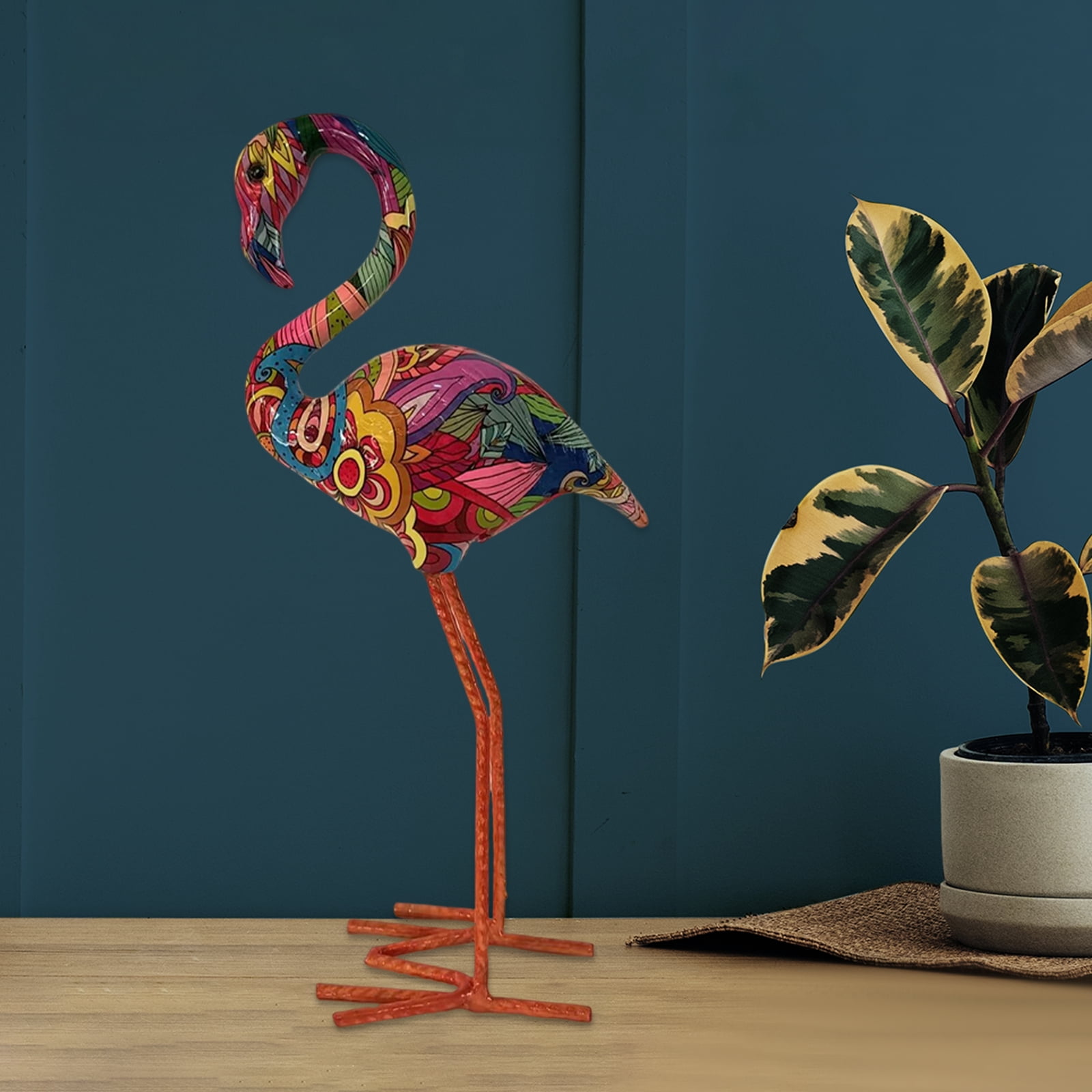 Resin Figurines Birds Sculptures Long Legs Decorative Modern Art Backyard Flamingo Garden Statue for Yard Porch Sidewalks Decoration Window Style B