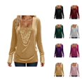 thumbnail image 1 of Womens Sparkle Top 2026 Spring Fashion Y2K Long Sleeve V Neck Loose Velvet Sequin Patchwork T Shirts Rave Outfits, 1 of 8