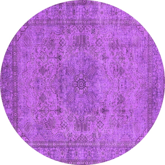 Ahgly Company Indoor Round Oriental Purple Industrial Area Rugs, 3' Round