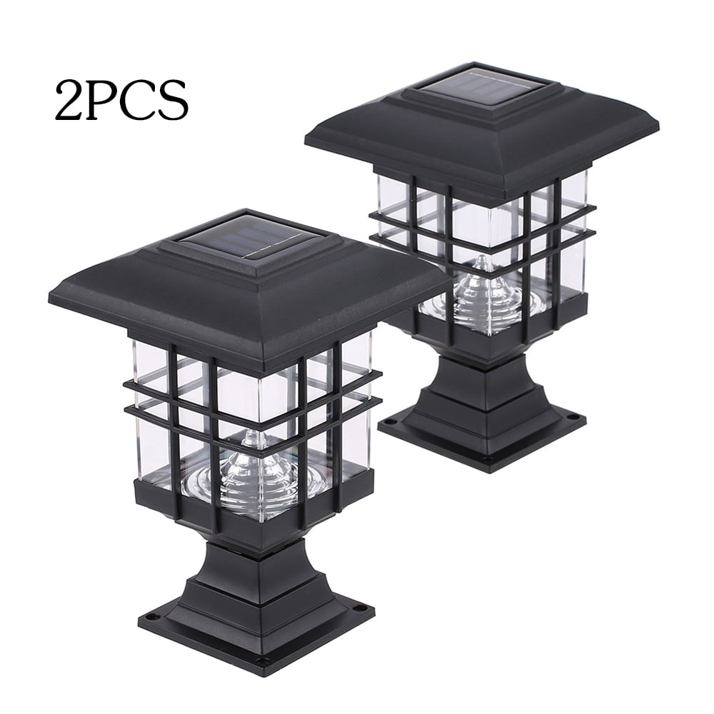 Solar Powered LED Garden Yard Outdoor Bollard Pillar Light Post Lamp Waterproof