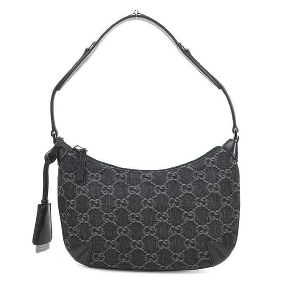 Pre-Owned GUCCI Shoulder Bag GG Denim Horsebit Small Leather Black Women's 774719 e60472g