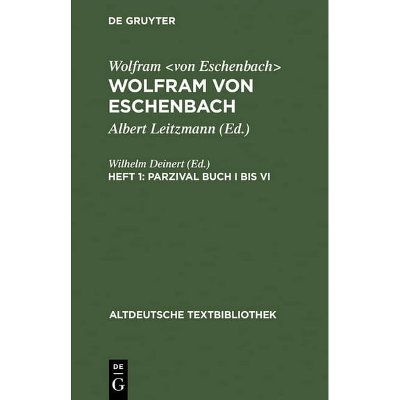 Altdeutsche Textbibliothek Parzival Buch I bis VI, Book 12, (Hardcover)