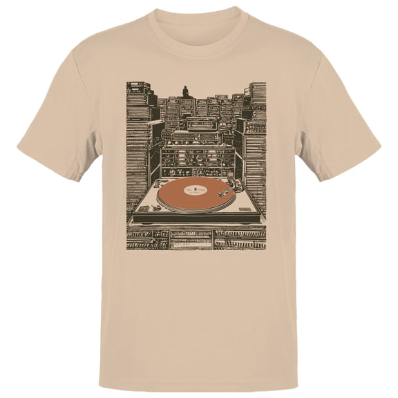 Vintage DJ Vinyl Turntable Men's Natural T-shirt