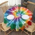 thumbnail image 3 of Colorful Rainbow Tie Dye Spiral Pattern Round Tablecloth 60"x60",Wrinkle Wipeable Table Cloth for Kitchen Dining Room Picnic Patio Party, 3 of 6