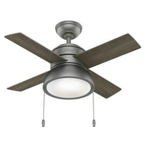 Restored Hunter Fan 36 inch Contemporary Matte Silver Finish Indoor Ceiling Fan with Pull Chain and LED Light, 4 Blades (Refurbished)