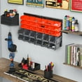 thumbnail image 2 of DURHAND Wall Mounted Storage Bin Rack Tool Organizer with 30 Bins Pegboard, 2 of 9