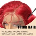 thumbnail image 6 of Red 13x6 Lace Frontal Wig 32 Inch Long Body Wave Pre Plucked with Baby Hair Glueless Transparent Swiss Lace Heat Resistant Synthetic Lace Front Wigs for Women Christmas Gift, 6 of 6