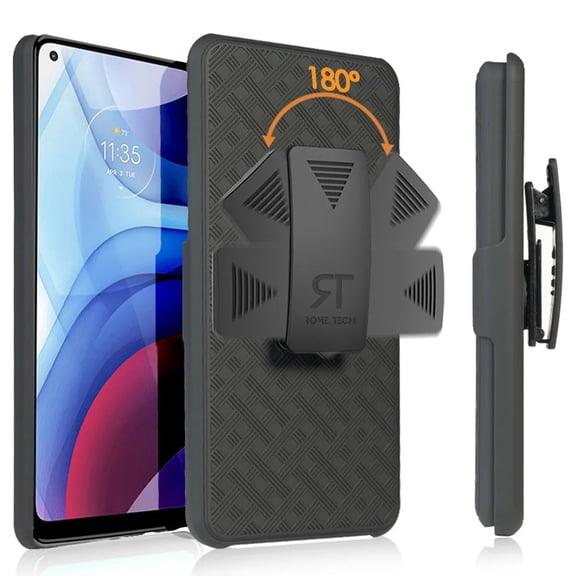Motorola Moto G Stylus (2021) Belt Clip Holster Phone Case - Black