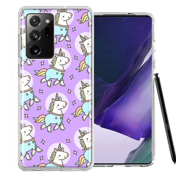 MUNDAZE For Samsung Galaxy Note 20 Ultra Cute Unicorns Purple Design Double Layer Phone Case Cover