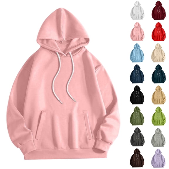 Women's Winter Pullover Hoodie with Kangaroo Pocket and Drawstring - Casual Loungewear Top Pink S