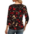 thumbnail image 6 of ITSAME Women's Tops, 3/4 Sleeve Floral Print V-Neck Fashion Casual Ladies Blouses Multicolor Size L, 6 of 6