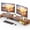 Walnut, variant on BONTEC Dual Monitor Stand Riser with Smartphone Holder, Adjustable Length & Swivel Angle, Ergonomic Wooden Desktop Organizer for PC Monitor, Laptop, Printer, Large Storage, Black