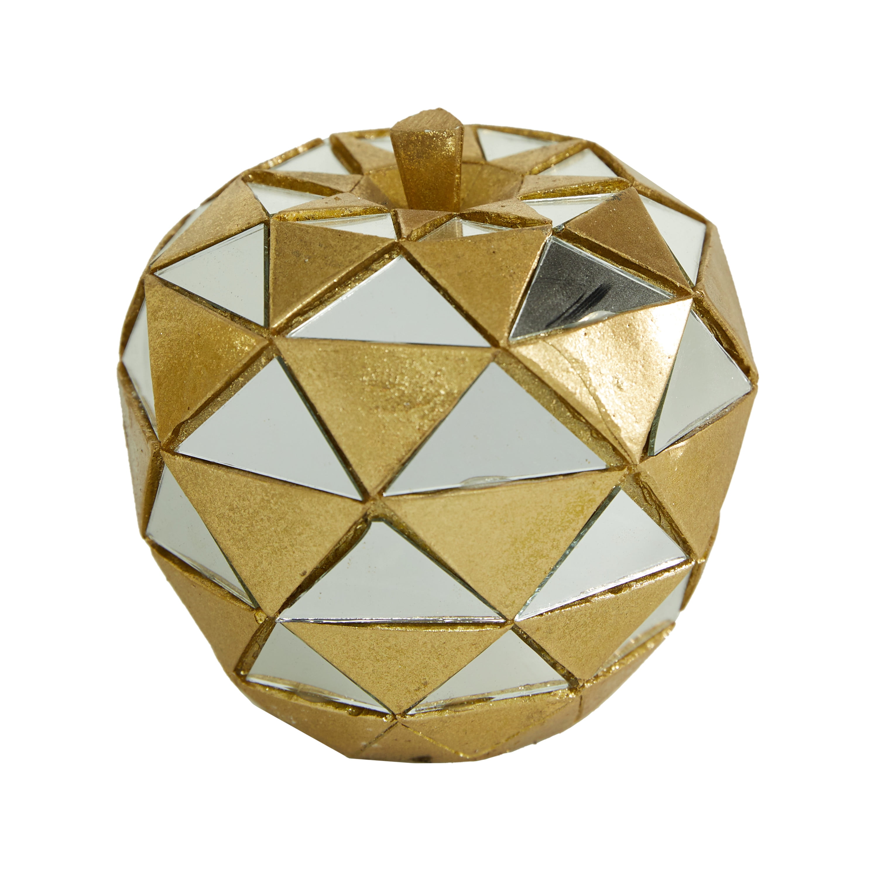 10", 6", 4"H Gold Polystone Decorative Fruit Sculpture with Mirror Accents, by DecMode (3 Count)