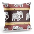 thumbnail image 1 of BOSDECO Colorful Elephants Ethnic Hand Drawn Pattern Black Border Pillowcase Pillow Cover Cushion Case 18x18 inch, 1 of 1