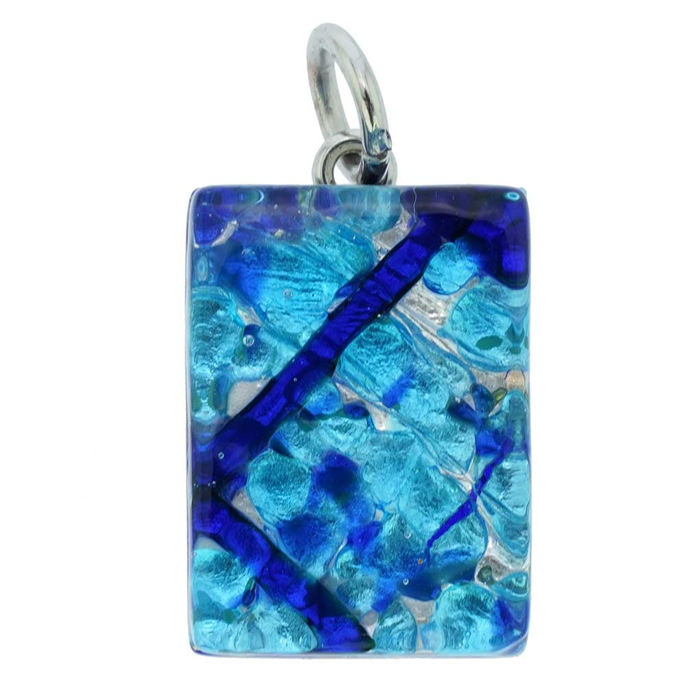 Aqua Blue GlassOfVenice Murano Glass Venetian Reflections Stick Pendant 