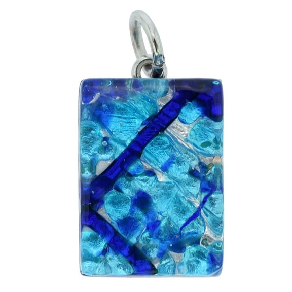 GlassOfVenice Murano Glass Venetian Reflections Rectangular Pendant - Aqua Blue