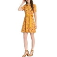 thumbnail image 1 of INSPIRE CHIC Robe Chemise à Manches Courtes avec Ceinture et Col Contrasté pour Femmes P Jaune, 1 of 6