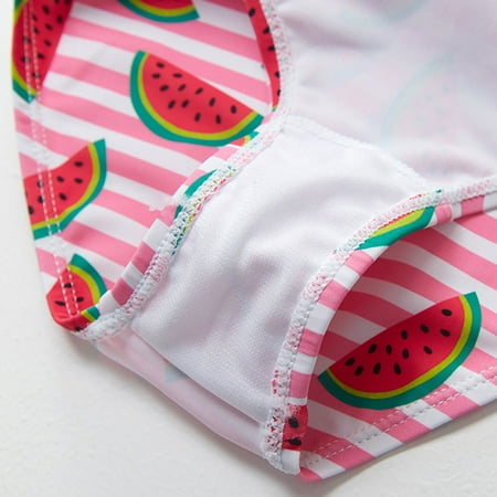 

Gubotare Swimsuit Bikini Girls Swimsuit Striped Watermelon Print Split Ruffled Children s Girls Swimwear Little Girls Swimsuit 12 Red 3/4Y