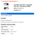 thumbnail image 2 of Door Mirror Set 2 Piece - Compatible with 1999 - 2002 Mercury Villager 2000 2001, 2 of 2