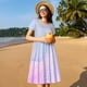 thumbnail image 4 of Easygdp Rainbow Unicorn Party para Vestido Transpirable de Mujer, Vestido Suelto de Manga Corta con Pliegues y Bolsillos para el Verano, 4 of 6