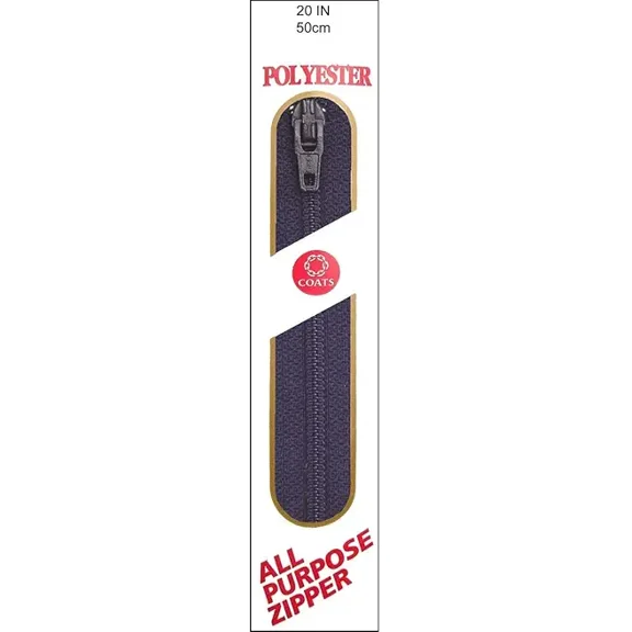 Coats Thread & Zippers F72 20-13 All-Purpose Plastic Zipper, 20", Navy