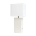 thumbnail image 1 of Elegant Designs Modern Leather Table Lamp with USB and White Fabric Shade, 1 of 8