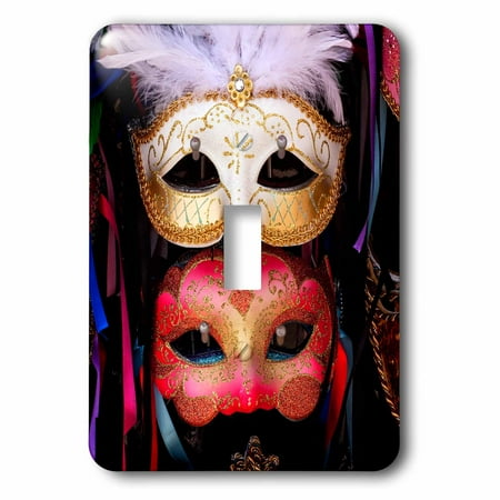 Feather In Italian 3dRose White and Red Venetian Masks with feathers and ribbons, Venice, Italy - Single Toggle Switch ()