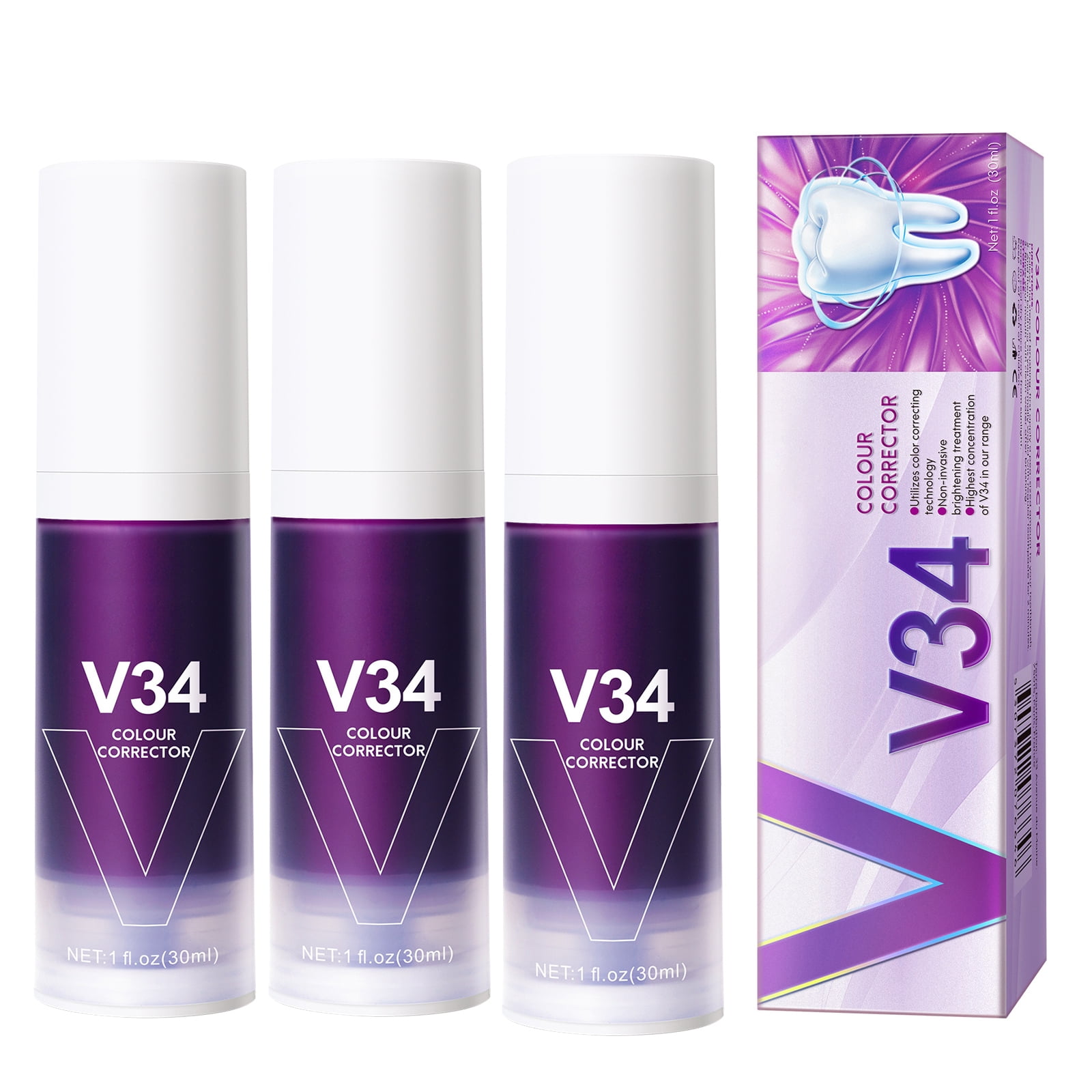 Anti Allergy Toothpaste, V34 Colourful Whitening Toothpaste, Corrector
