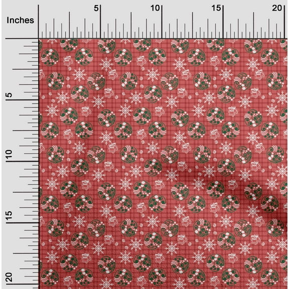 oneOone Polyester Lycra Red Fabric Christmas Christmas Dress Material Fabric Print Fabric By The Yard 56 Inch Wide - 5C