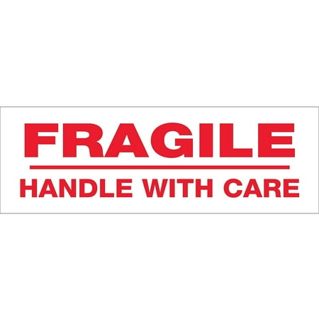 UPC: 0848109024172 | Tape Logic T905P026PK 3 in. x 110 yards Fragile Handle with Care Pre-Printed Carton Sealing Tape Red & White – Pack of 6