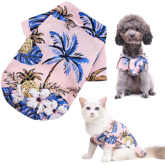 Camisa para mascotas Perro Verano Playa Moda Suave Impreso Ropa transpirable para perros pequeños o medianos Gatos Rosa 3XL