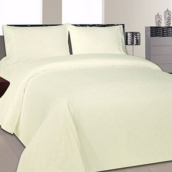Beverly Hills Chevron Collection 1800 Series Ultra Soft Wrinkle Resistant Solid Color Sheet Set (Twin, Ivory)