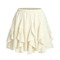 thumbnail image 4 of Unir Women Multi-Layer Ruffle Tiered Flowy Mini Chiffon Skirt Elastic High Waist Pleated Summer Beach Casual Bottom 1PC S-XXL Plus Size Friendly, 4 of 4