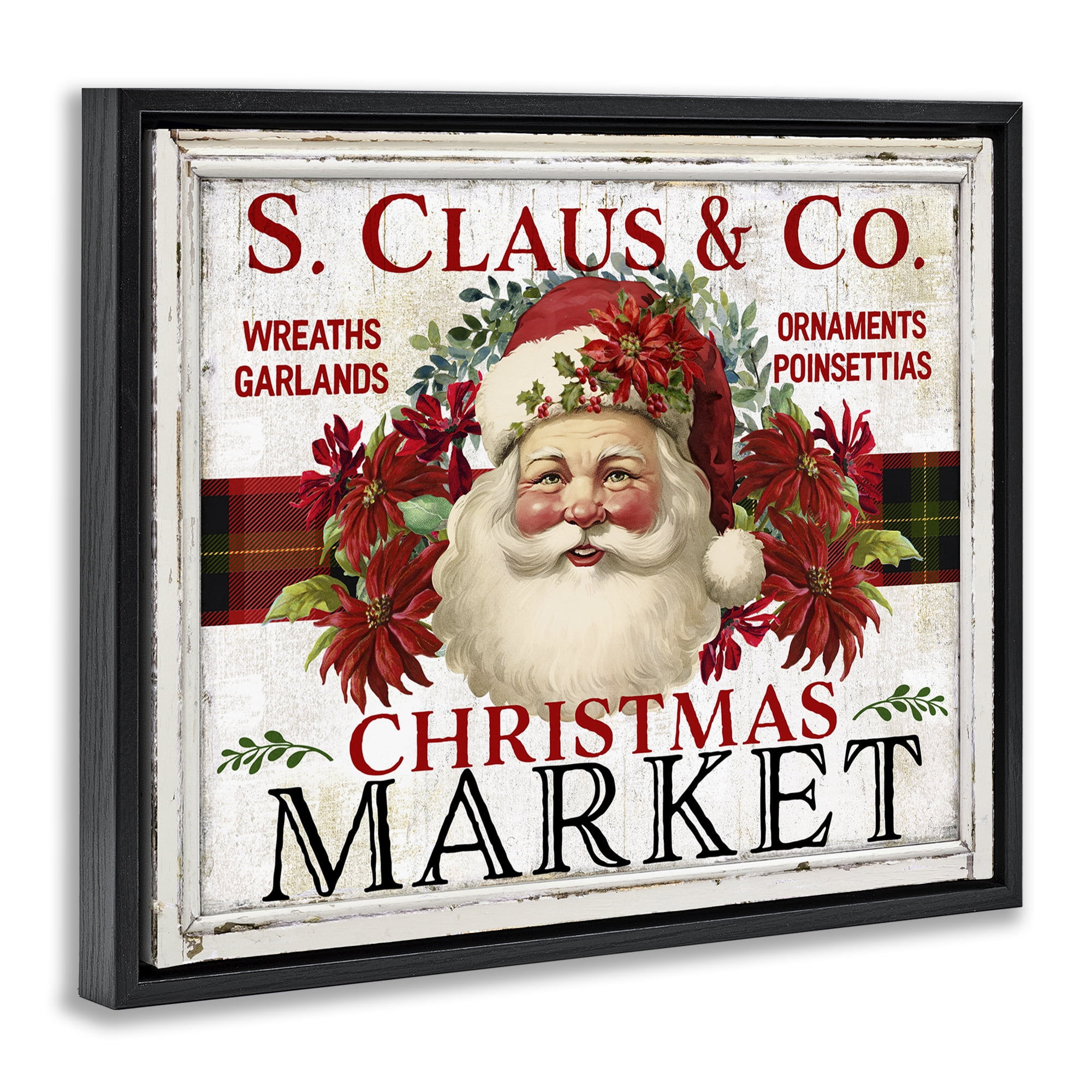 Stupell Industries Holiday Christmas Market Holiday Painting Black Floater Framed Canvas Art Prints Wall Art, 21 x 17
