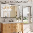 thumbnail image 2 of 20”X30” Gold Bathroom Mirror, Rounded Rectangle Gold Frame Mirror, Brushed Gold Bathroom Vanity Mirror Wall-Mounted, Anti-Rust, Hangs Horizontally or Vertically, 2 of 5