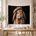 thumbnail image 5 of Lop Rabbit Portrait With Beanie and Bow Cozy Illustration Style for Rabbit Lovers Whimsical Wall Decor Housewarming Gift Tapestry Wall Hanging for Bedroom and Nursery, 5 of 7